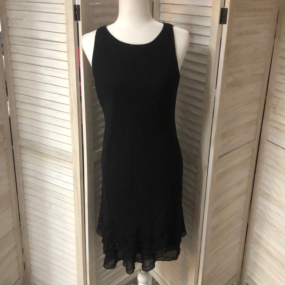 Gorgeous Black Beaded Hem Sheath Dress